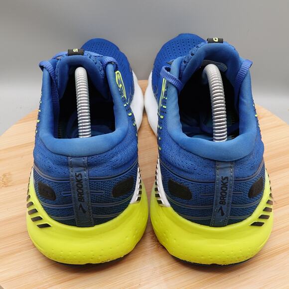 Brooks Shoes Men's Size 10.5D Blue/Volt Yellow Glycerin GTS 20 Running Flaws - Picture 5 of 13